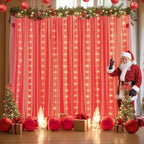 Red Tulle Backdrop Curtain with Lights String for Parites 10x8ft Red Sheer Backdrop Curtains Drapes for Birthday, alternate