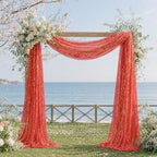 Red Wedding Arch Draping Fabric 1 Panel 28" x 20FT, Glitter Sheer Backdrop Drapes for Wedding Ceremony Birthday, alternate