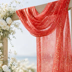 Red Wedding Arch Draping Fabric 1 Panel 28" x 20FT, Glitter Sheer Backdrop Drapes for Wedding Ceremony Birthday, alternate