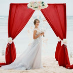 Red Wedding Arch Draping Fabric Chiffon Fabric, 29in x 18Ft 2 Panels Sheer Chiffon Outdoor Curtain for Wedding, alternate