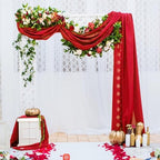 Red Wedding Arch Draping Fabric Chiffon Fabric, 29in x 18Ft 2 Panels Sheer Chiffon Outdoor Curtain for Wedding, alternate