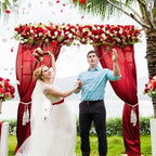 Red Wedding Arch Draping Fabric Chiffon Fabric, 29in x 18Ft Sheer Chiffon Outdoor Curtain for Wedding Ceremony, alternate
