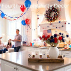 Red White and Blue Artificial Flower Arrangement 12 Stems with American Flag, 4th of July Table Decorations, alternate view 4