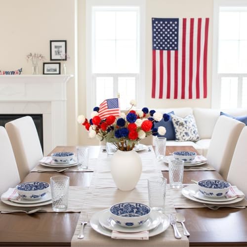 Red White and Blue Artificial Flower Arrangement 12 Stems with American Flag, 4th of July Table Decorations, alternate view 5