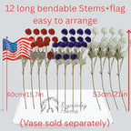 Red White and Blue Artificial Flower Arrangement 12 Stems with American Flag, 4th of July Table Decorations, alternate view 6