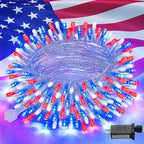 Red White and Blue Lights, 200 LED 4th of July Lights Plug in