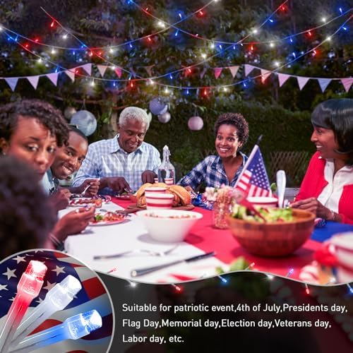 Red White and Blue Lights, 200 LED 4th of July Lights Plug in, alternate view 3