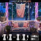Red White and Blue Lights, 200 LED 4th of July Lights Plug in, alternate view 4