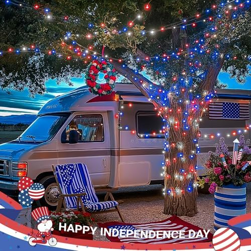 Red White and Blue Lights, 200 LED 4th of July Lights Plug in, alternate view 6
