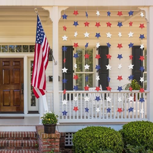 Red White and Blue Star Garland Banner Streamers 59 FT 2.76 Inch, Paper, alternate view 2