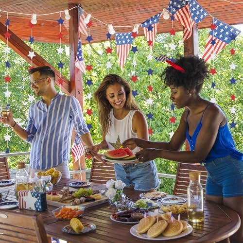 Red White and Blue Star Garland Banner Streamers 59 FT 2.76 Inch, Paper, alternate view 5
