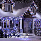 Red White Blue Christmas Icicle Lights, 29.5ft 360 LED Icicle Lights, 8 Modes, 60 Drops, Window Curtain Led, alternate view 2