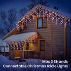 Red White Blue Christmas Icicle Lights, 29.5ft 360 LED Icicle Lights, 8 Modes, 60 Drops, Window Curtain Led, alternate view 5