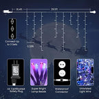Red White Blue Christmas Icicle Lights, 29.5ft 360 LED Icicle Lights, 8 Modes, 60 Drops, Window Curtain Led, alternate view 7