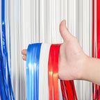 Red White Blue Foil Fringe Backdrop Curtains,3.3x8.2ft, 3 Pack in 3.3x8.2ft, alternate view 4
