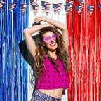 Red White Blue Foil Fringe Backdrop Curtains,3.3x8.2ft, 3 Pack in 3.3x8.2ft, alternate view 7
