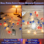 Red White Blue Patriotic String Lights 20FT 40 LED Star Fairy Lights Decor, alternate view 7
