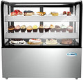 Refrigerated Bakery Display Case for Cakes, Pies, and Pastries, 48” Stainless Steel Frame, Curved Glass Front