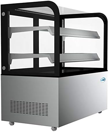 Refrigerated Bakery Display Case for Cakes, Pies, and Pastries, 48” Stainless Steel Frame, Curved Glass Front, alternate view