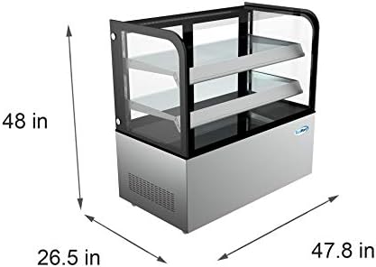 Refrigerated Bakery Display Case for Cakes, Pies, and Pastries, 48” Stainless Steel Frame, Curved Glass Front, alternate view