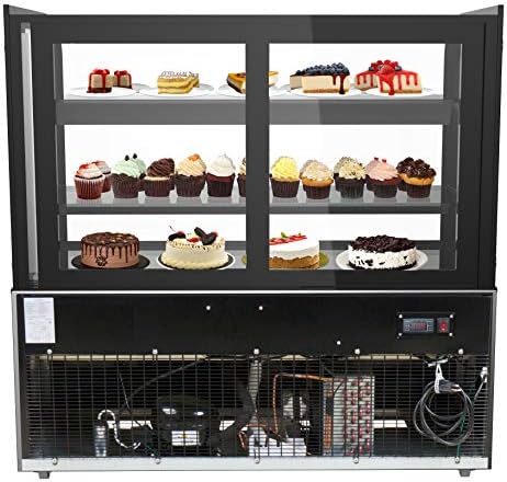 Refrigerated Bakery Display Case for Cakes, Pies, and Pastries, 48” Stainless Steel Frame, Curved Glass Front, alternate view