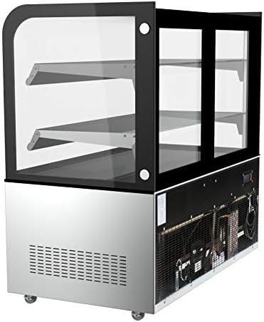 Refrigerated Bakery Display Case for Cakes, Pies, and Pastries, 48” Stainless Steel Frame, Curved Glass Front, alternate view