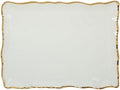 Regency Gold Porcelain Rectangular Platter with Scalloped Edges, Metallic Gold Rim, 16x11.75in, Elegant Serving