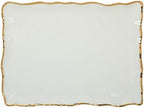 Regency Gold Porcelain Rectangular Platter with Scalloped Edges, Metallic Gold Rim, 16x11.75in, Elegant Serving