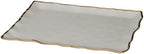 Regency Gold Porcelain Rectangular Platter with Scalloped Edges, Metallic Gold Rim, 16x11.75in, Elegant Serving, alternate