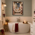 Reindeer in Bathtub Framed Christmas Wall Art, Christmas Bathroom Decor, alternate view 3