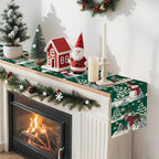 Reindeer Snowman Christmas Tree Table Runner, Xmas Winter Snowflakes Holiday Kitchen Dining Table Decoration for, alternate