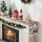 Reindeer Snowman Christmas Tree Table Runner, Xmas Winter Snowflakes Holiday Kitchen Dining Table Decoration for, alternate