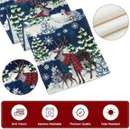 Reindeer Snowman Christmas Tree Table Runner, Xmas Winter Snowflakes Holiday Kitchen Dining Table Decoration for, alternate