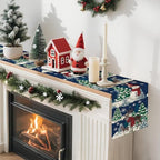 Reindeer Snowman Christmas Tree Table Runner, Xmas Winter Snowflakes Holiday Kitchen Dining Table Decoration for, alternate