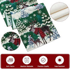 Reindeer Snowman Christmas Tree Table Runner, Xmas Winter Snowflakes Holiday Kitchen Dining Table Decoration for, alternate