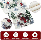 Reindeer Snowman Christmas Tree Table Runner, Xmas Winter Snowflakes Holiday Kitchen Dining Table Decoration for, alternate