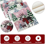 Reindeer Snowman Christmas Tree Table Runner, Xmas Winter Snowflakes Holiday Kitchen Dining Table Decoration for, alternate