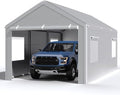 Reinforced 10x20 Carport, Wind-Resistant Canopy with Sidewalls & Doors