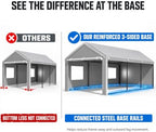 Reinforced 10x20 Carport, Wind-Resistant Canopy with Sidewalls & Doors, alternate view 2