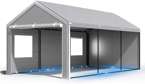 Reinforced 10x20 Carport, Wind-Resistant Canopy with Sidewalls & Doors, alternate view 5