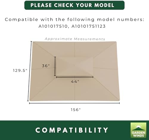 Reinforced RipLock 350 Replacement Canopy Top Cover Compatible with Crestfield 11’ x 13’ Gazebo Model A101017510, alternate