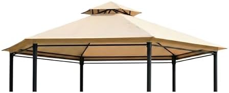 Reinforced RipLock 350 Replacement Canopy Top Cover Compatible with Outsunny Hexagon 12' x 12' Gazebo Model
