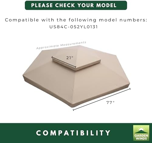Reinforced RipLock 350 Replacement Canopy Top Cover Compatible with Outsunny Hexagon 12' x 12' Gazebo Model, alternate view 3