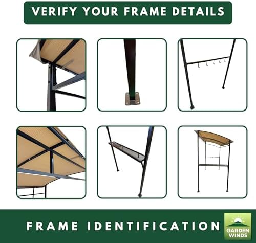 Reinforced RipLock 350 Replacement Canopy Top Cover Compatible with Tangkula 7' Grill Gazebo Models AM3278HM, alternate view