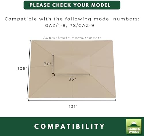 Reinforced RipLock 350 Replacement Canopy Top Cover Compatible with Warm Springs Palm Springs 9' x 11 'Gazebo, alternate view