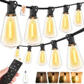 Remote Control Outdoor String Lights Waterproof, 50FT LED Outside Lights with Shatterproof Bulbs, Dimmable