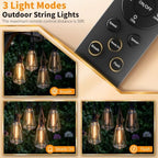 Remote Control Outdoor String Lights Waterproof, 50FT LED Outside Lights with Shatterproof Bulbs, Dimmable, alternate view 5