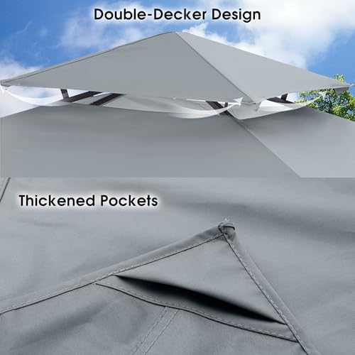 Replacement Canopy top for Grill Gazebo L-GG001PST-F, Gray in Gray, alternate view 4