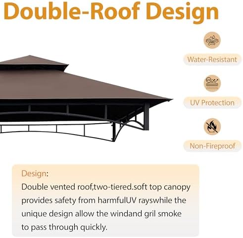 Replacement Gill Gazebo BBQ Canopy Top for Model #L-GG001PST-F,8x5 Gazebo Grill Canopy BBQ Gazebos Top, alternate view 4