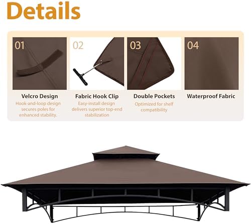 Replacement Gill Gazebo BBQ Canopy Top for Model #L-GG001PST-F,8x5 Gazebo Grill Canopy BBQ Gazebos Top, alternate view 5